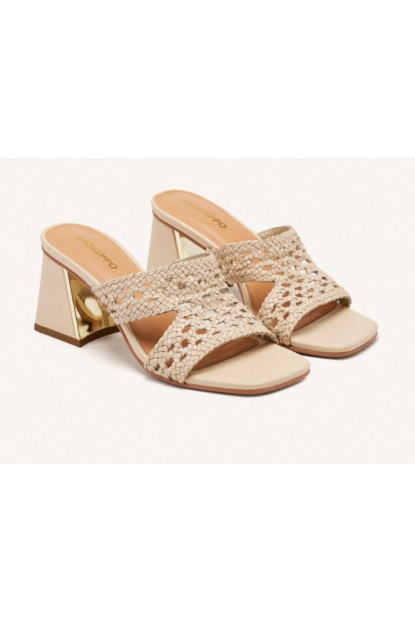 Sandalias mules tacón piel trenzada