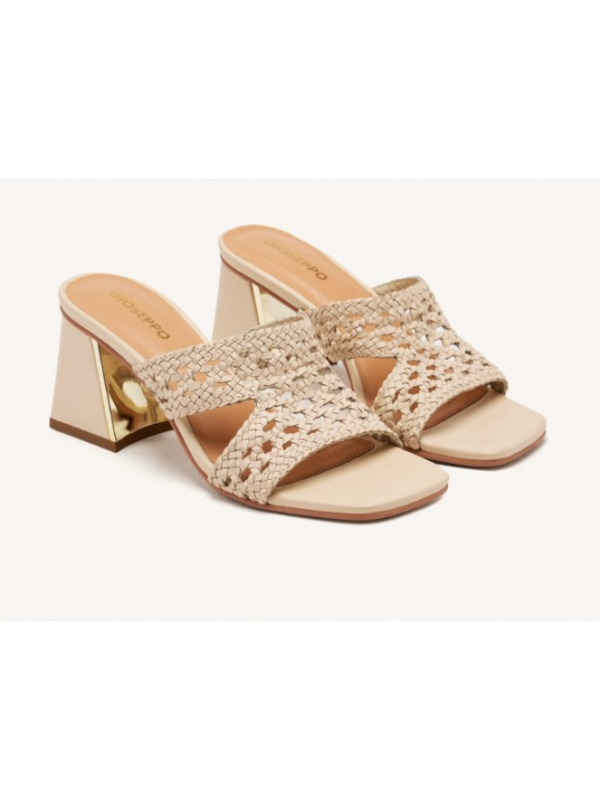 Sandalias mules tacón piel trenzada