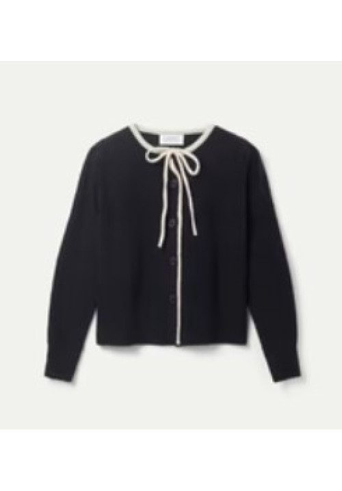 Cardigan de punto lazada negro