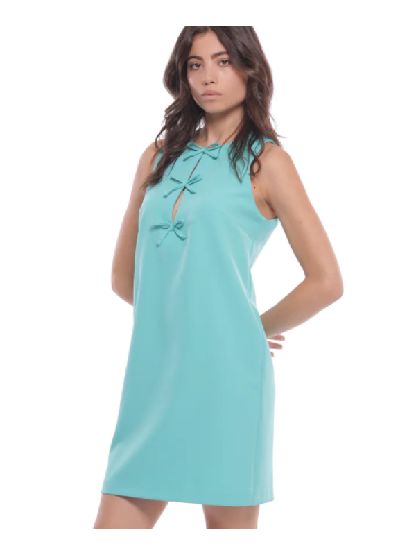 Vestido con detalle lazo turquesa