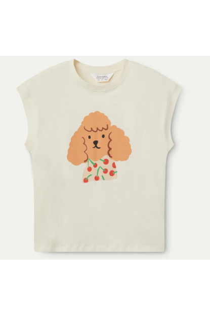 Camiseta con print de perro cerezas