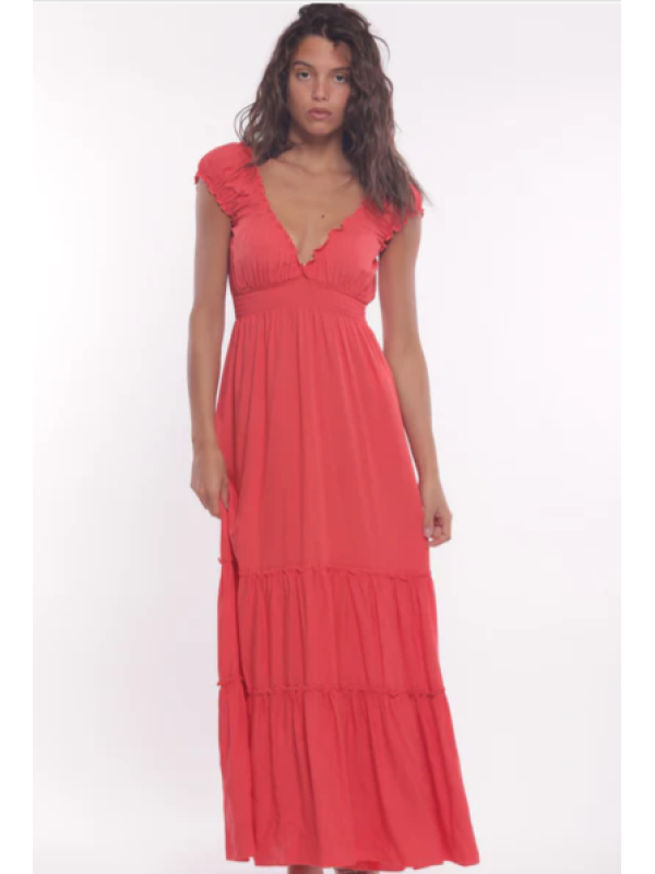 VESTIDO LARGO CON VOLANTES