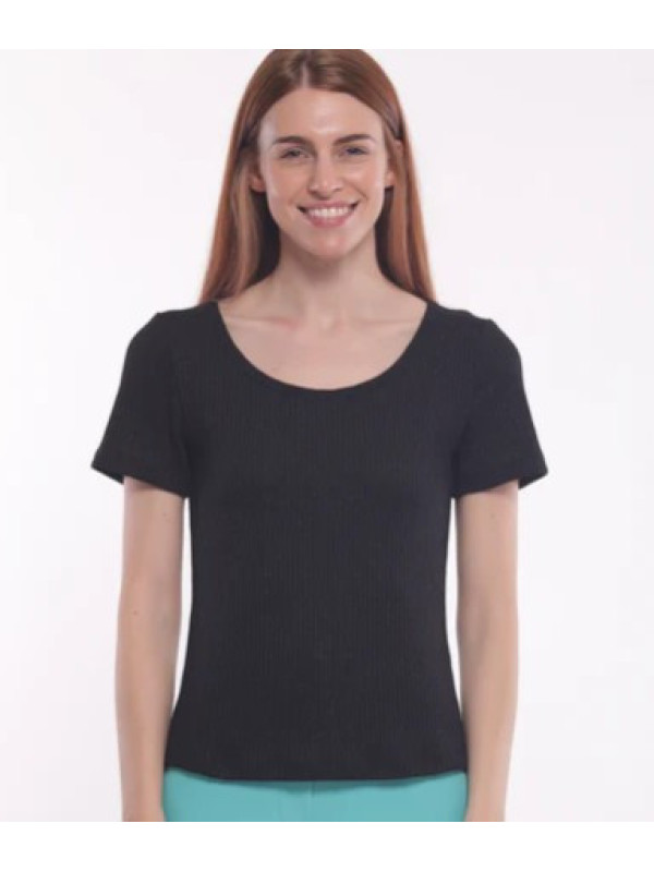 Camiseta canalé lúrex negro