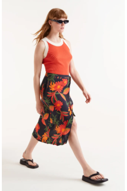 Falda midi estampado floral Famara