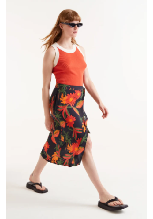 Falda midi estampado floral Famara