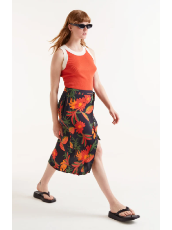 Falda midi estampado floral Famara