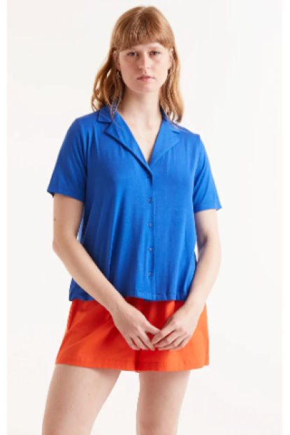 Camisa en bambú azul