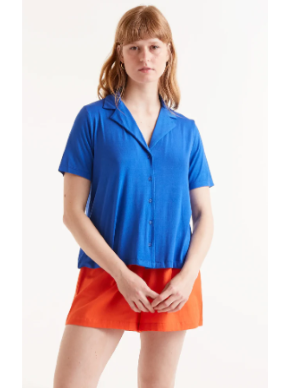 Camisa en bambú azul