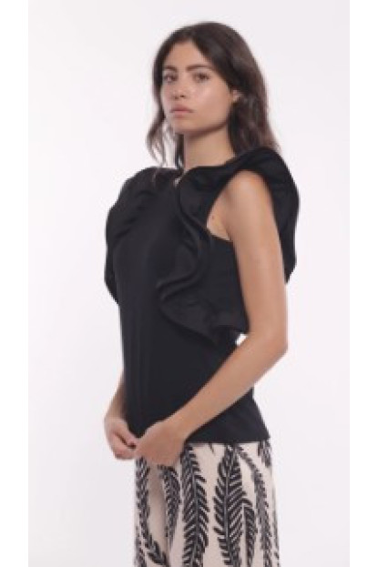 Camiseta volantes negro