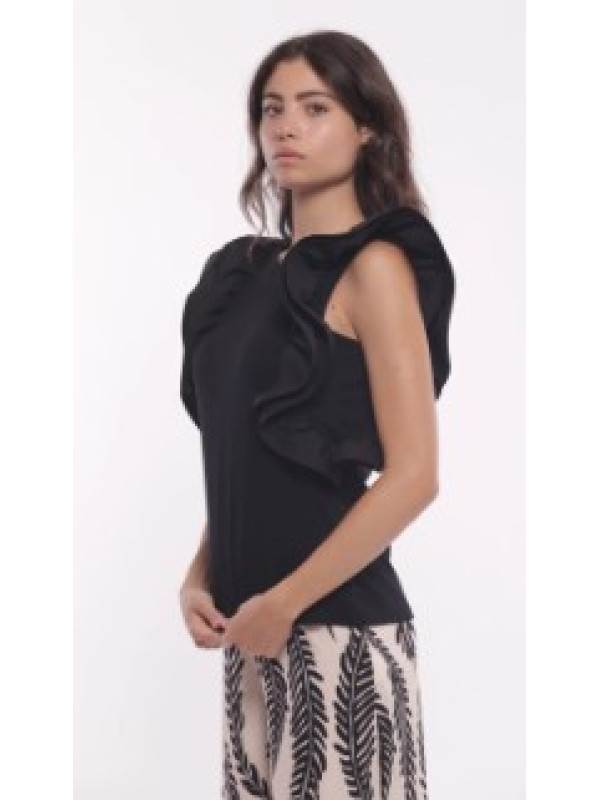 Camiseta volantes negro