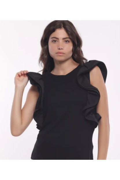 Camiseta volantes negro