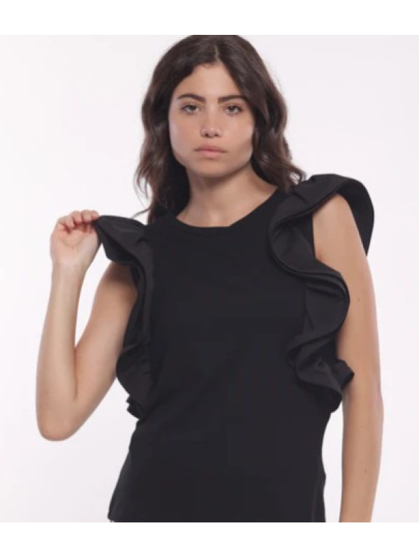 Camiseta volantes negro