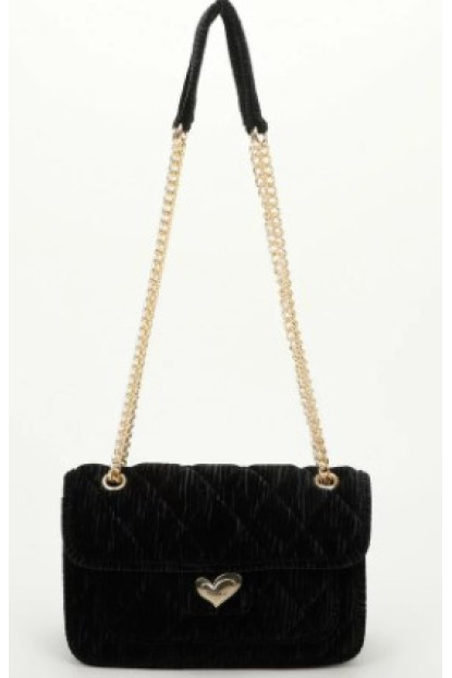 Bolso Acolchado Efecto Terciopelo Negro