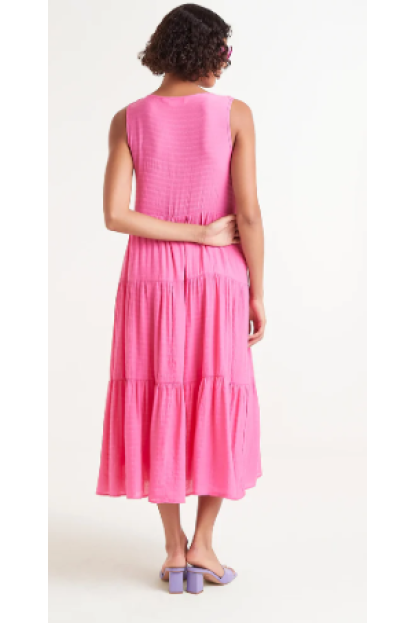 Vestido midi fluido rosa