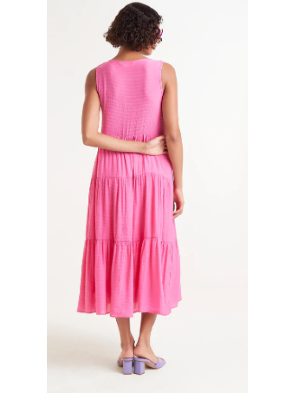 Vestido midi fluido rosa