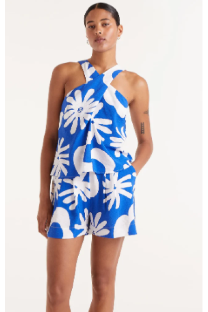 Top halter floral Bluet Blue