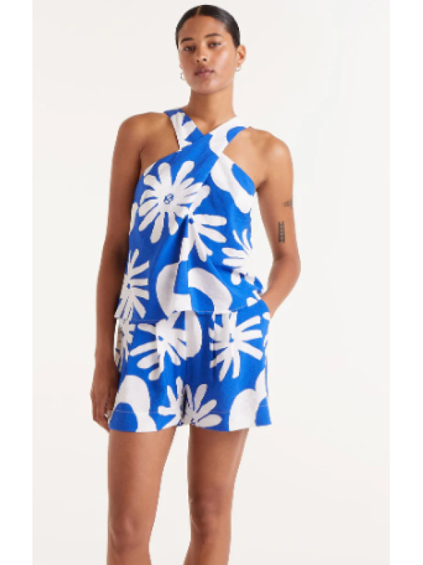 Top halter floral Bluet Blue