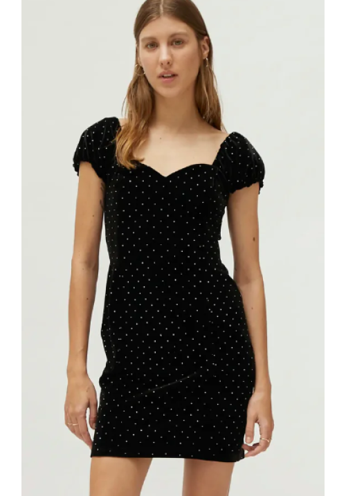 Vestido corto de  terciopelo negro