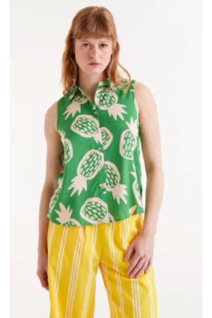 Camisa sin mangas estampado Ananas