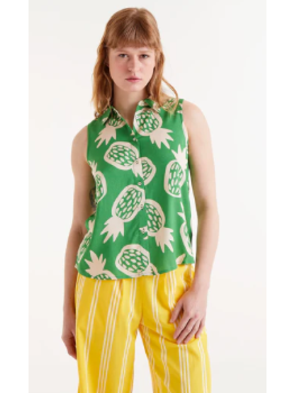 Camisa sin mangas estampado Ananas