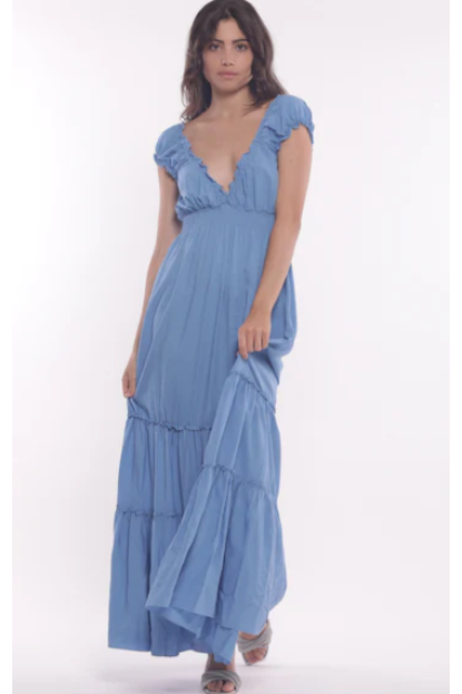 VESTIDO LARGO CON VOLANTES