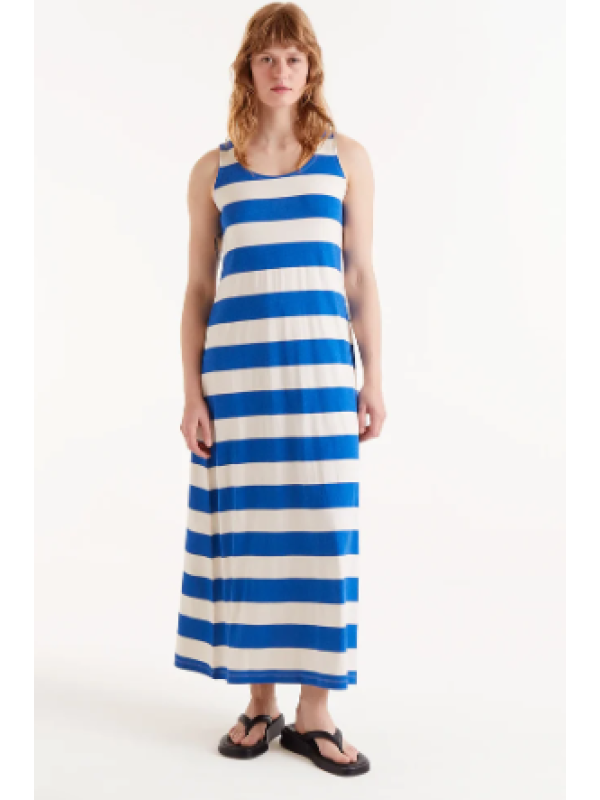 Vestido largo rayas azules
