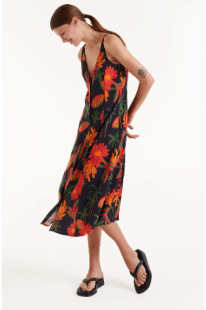 Vestido midi estampado floral Famara
