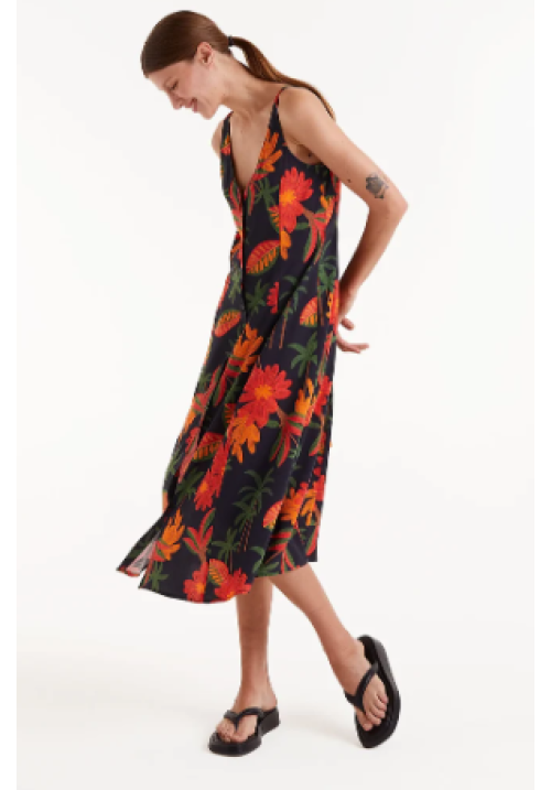 Vestido midi estampado floral Famara
