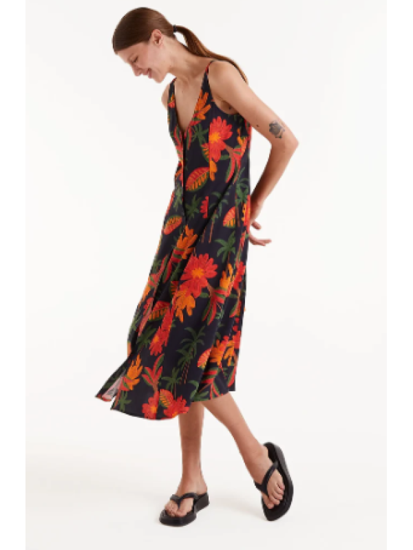 Vestido midi estampado floral Famara
