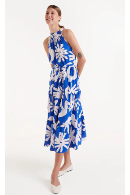 Vestido midi estampado floral Bluet Blue