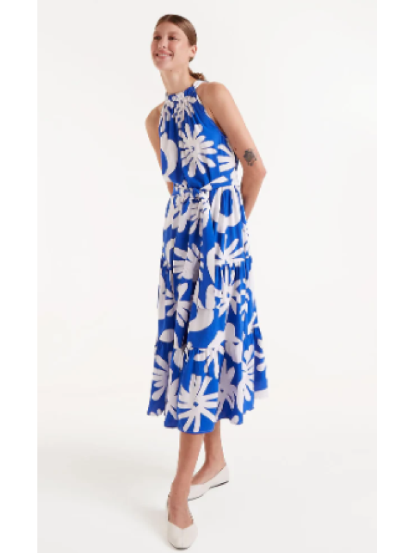 Vestido midi estampado floral Bluet Blue