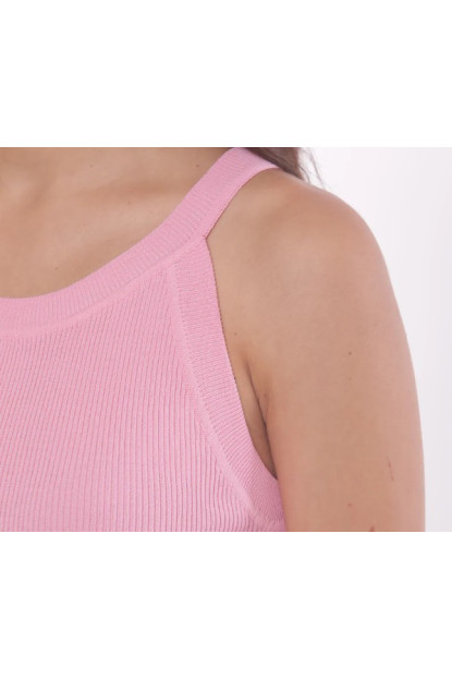 Top canalé rosa