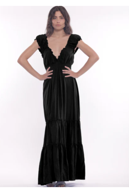 VESTIDO LARGO CON VOLANTES