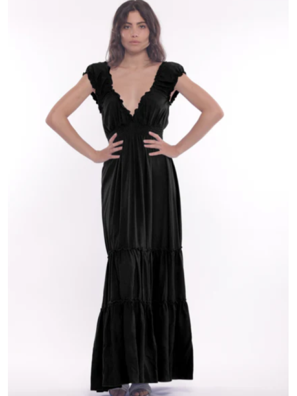 VESTIDO LARGO CON VOLANTES