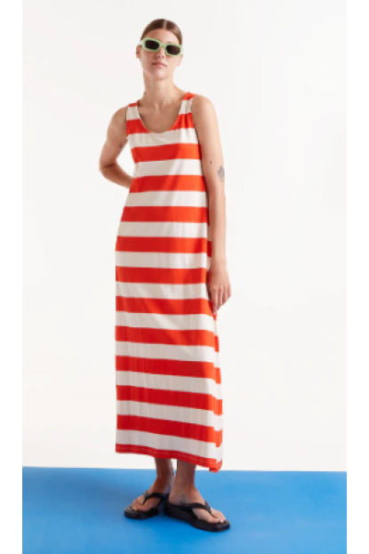 Vestido largo rayas rojas