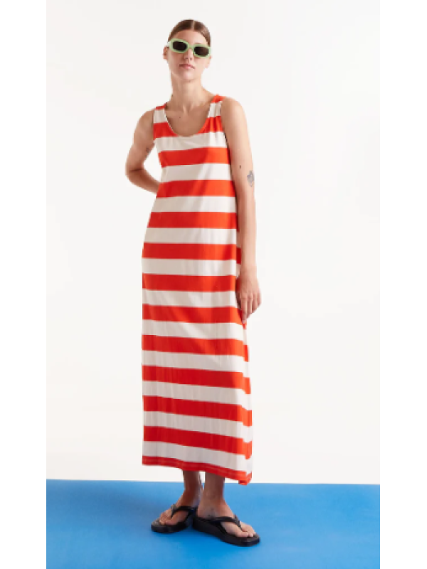 Vestido largo rayas rojas