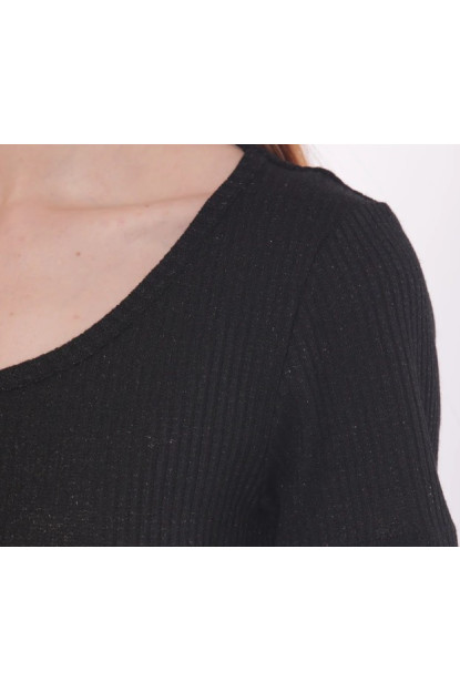 Camiseta canalé lúrex negro
