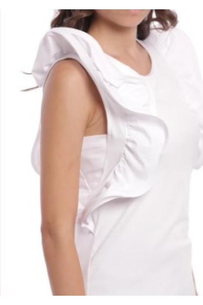 Camiseta con volantes Blanco