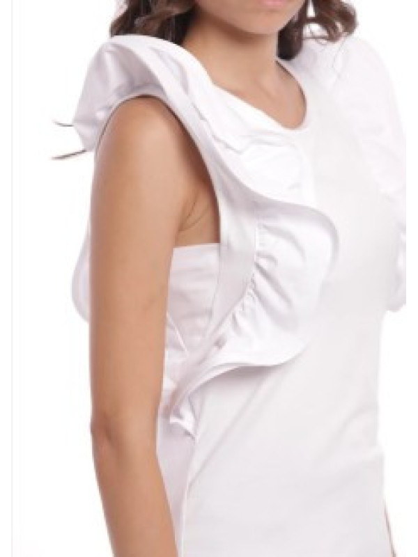 Camiseta con volantes Blanco
