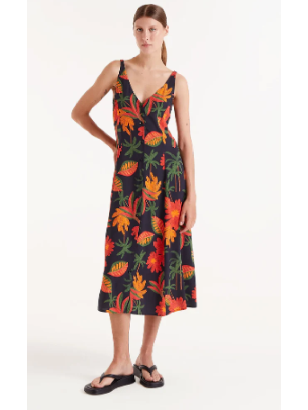 Vestido midi estampado floral Famara