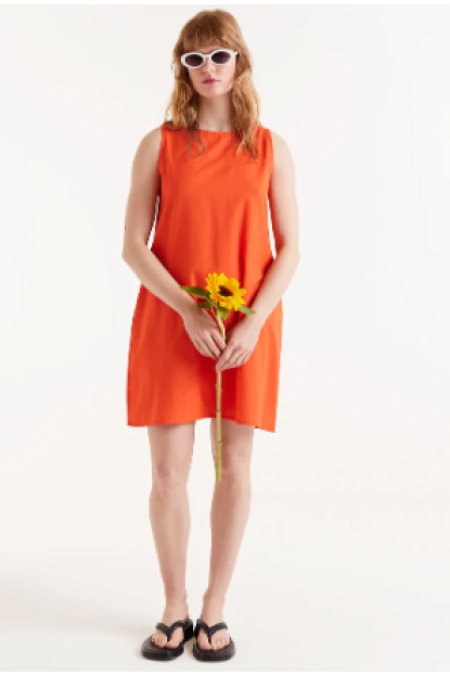 Vestido corto algodón naranja