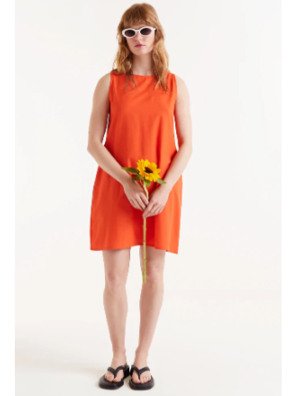 Vestido corto algodón naranja