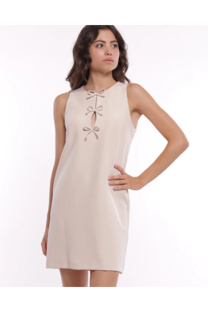 Vestido con detalle lazo beig
