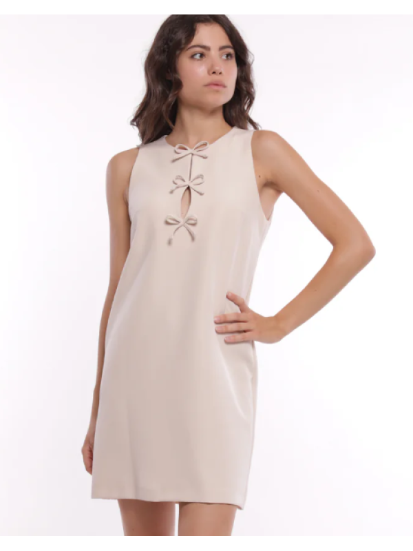 Vestido con detalle lazo beig