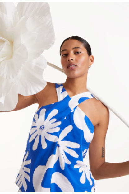 Top halter floral Bluet Blue