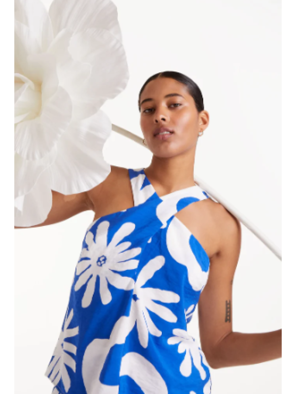 Top halter floral Bluet Blue
