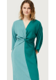 Vestido largo drapeado verde y azul