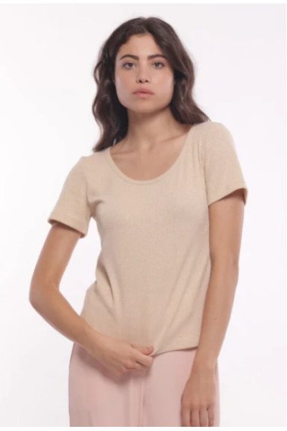 Camiseta canalé de lúrex oro