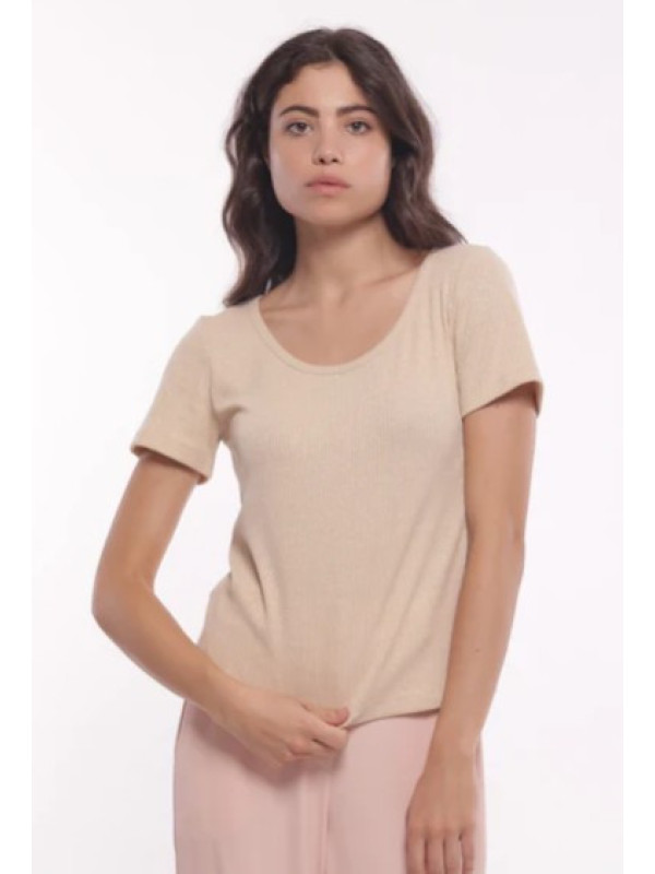 Camiseta canalé de lúrex oro