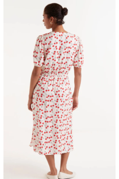 Vestido midi estampado de cerezas